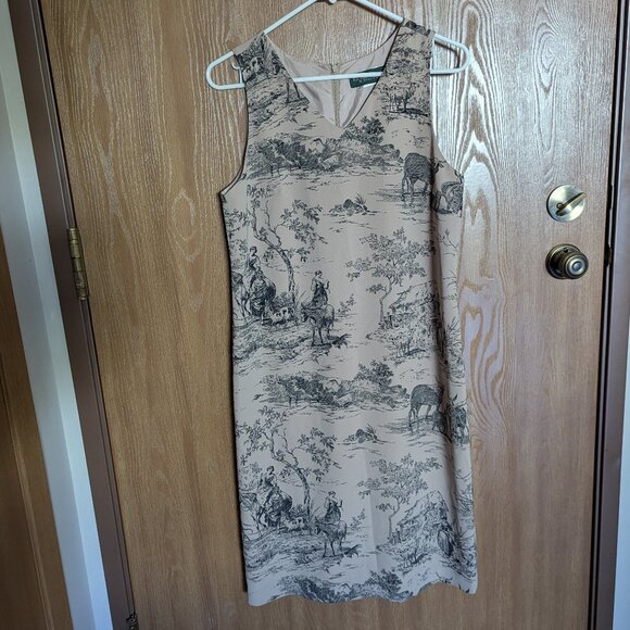 Harve Benard Western Print Tan Dress, 10/12 - Picture 1 of 6